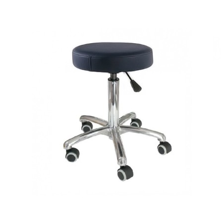 Tabouret Disk sur roulettes - piétement chromé