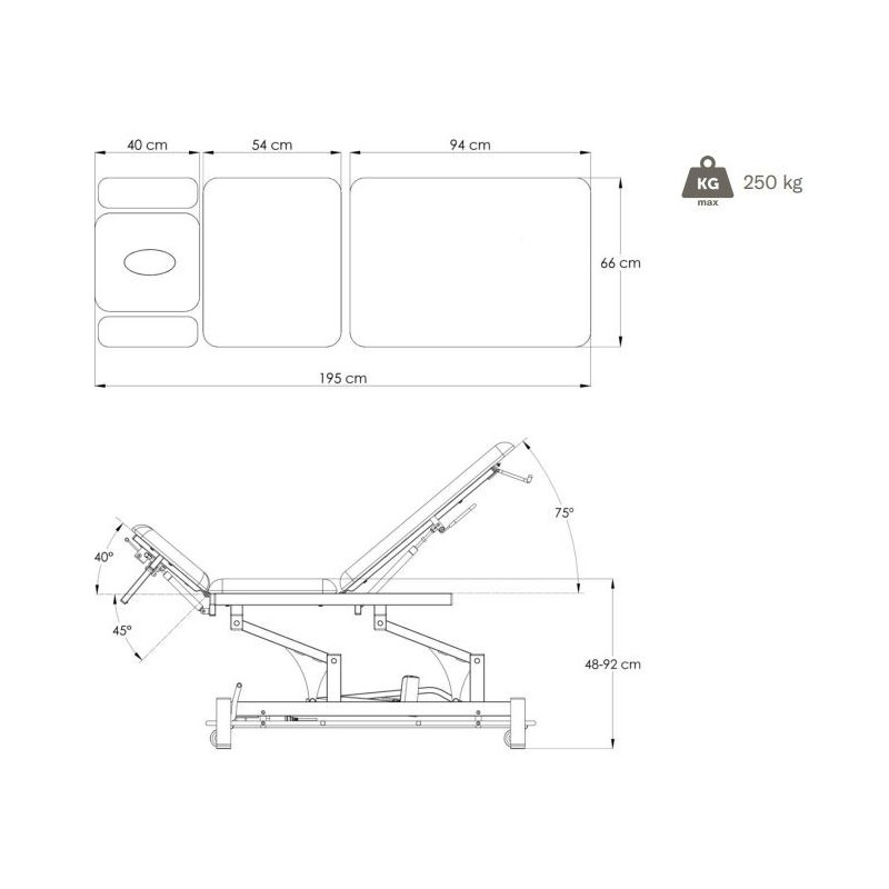 Table Rila - 3 sections - Gris foncé